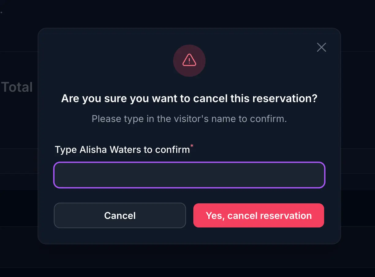 Cancel reservation confirmation